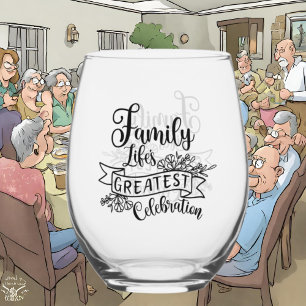 Sentimental Family Fest Wort Kunst Weinglas Ohne Stiel