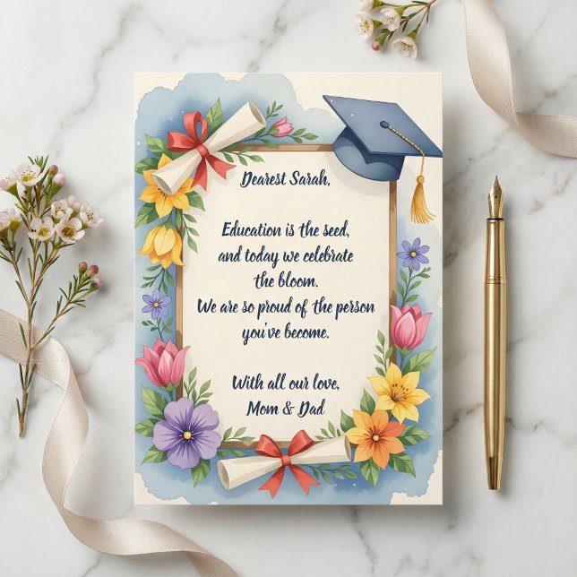 Sentimental Floral Watercolor Poem Graduation Card (Von Creator hochgeladen)
