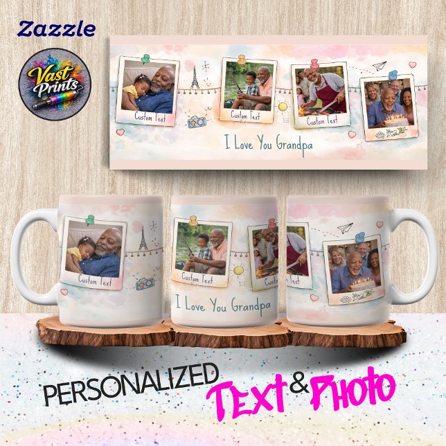 Sentimental Grandpa Family Memories Photo Collage Tasse (Sentimental Grandpa Family Memories Photo Collage Mug)