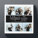 Sentimental Photo Collage Mimi Keepsake  Fotoplatte<br><div class="desc">Create the perfect gift for the most amazing mom with our easy-to-use template, featuring six photos of cherished memories and the cute saying 'Mimi, Our favorite human' on a black colored background that can be changed to your choice of colors. Complete with your child/rens name and a cute "we love...</div>