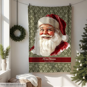 Sentimental Vintag Santa Claus Holiday Blankon Fleecedecke