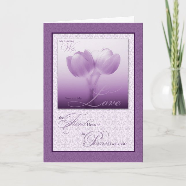 Sentimental Wife’s Birthday Purple Tulips Karte (Vorderseite)