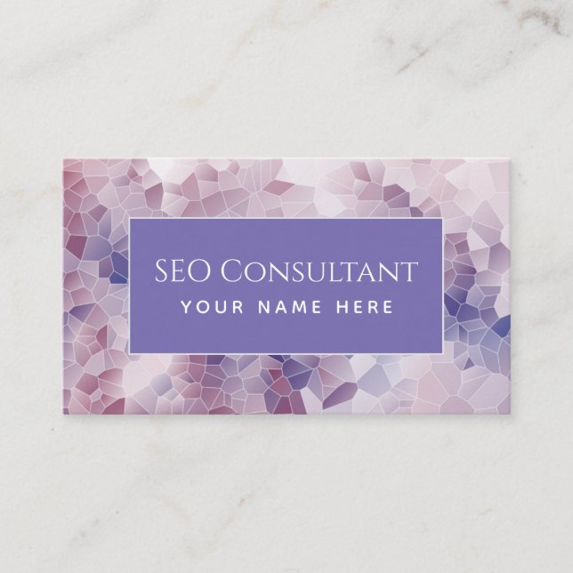SEO Consultant Pink Lila Mosaik Muster Modern Visitenkarte (Vorderseite)