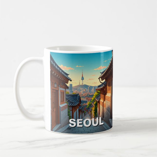 Seoul Bukchon Südkorea Sunset Kaffeetasse (Links)