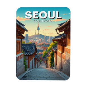 Seoul Bukchon Südkorea Sunset Magnet