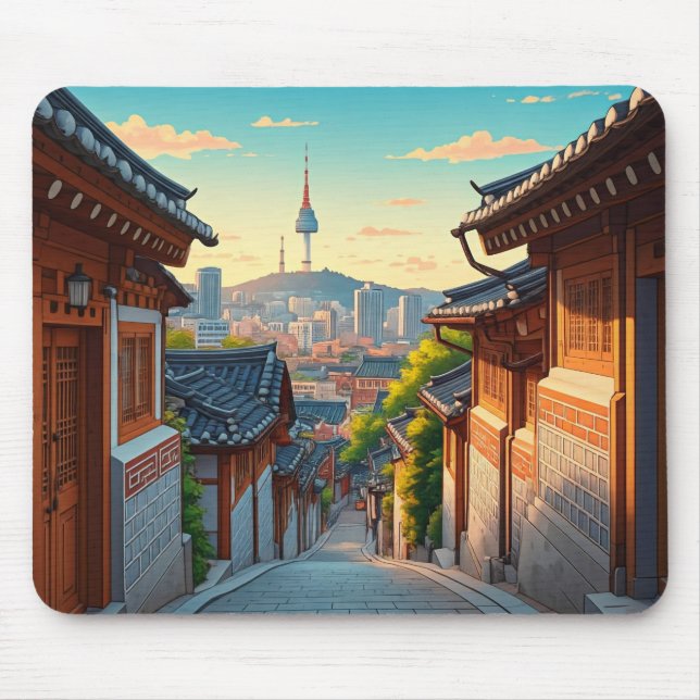 Seoul Bukchon Südkorea Sunset Mousepad (Vorne)