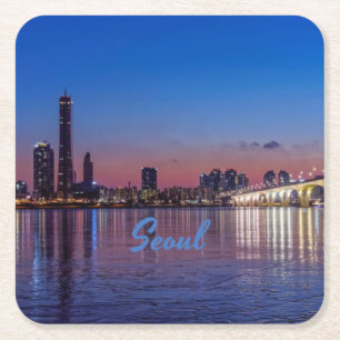 Seoul Hauptstadt Südkoreas City Skyline Rechteckiger Pappuntersetzer