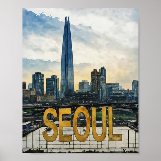 Seoul Korea Watercolor Poster (Vorne)