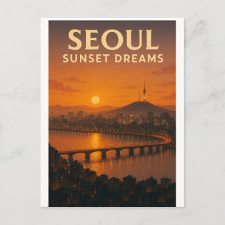 Seoul Korean Sunset Dream – City Skyline Art Postkarte