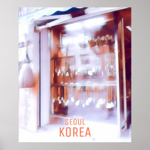 Seoul Koreanisches Reiseplakat Malpinsel Poster