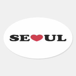 Seoul Liebe Heart Ovaler Aufkleber