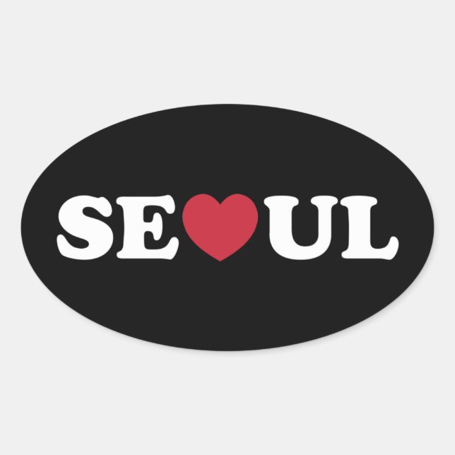 Seoul Liebe Heart Ovaler Aufkleber (Vorderseite)