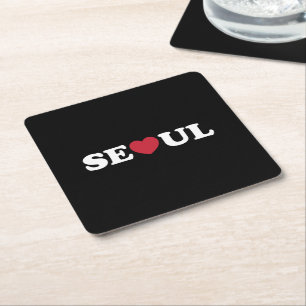 Seoul Liebe Heart Rechteckiger Pappuntersetzer