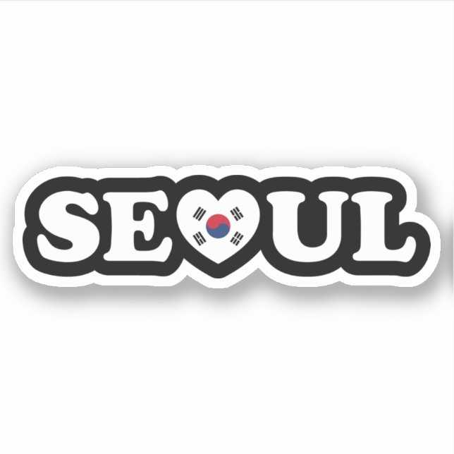 Seoul Liebe Herz Taegeukgi Flag Aufkleber (Vorderseite)