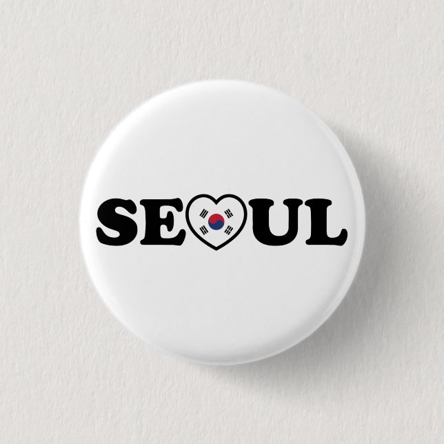 Seoul Liebe Herz Taegeukgi Flag Button (Vorderseite)