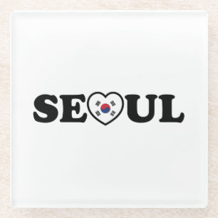 Seoul Liebe Herz Taegeukgi Flag Glasuntersetzer