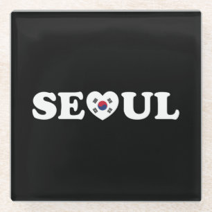 Seoul Liebe Herz Taegeukgi Flag Glasuntersetzer