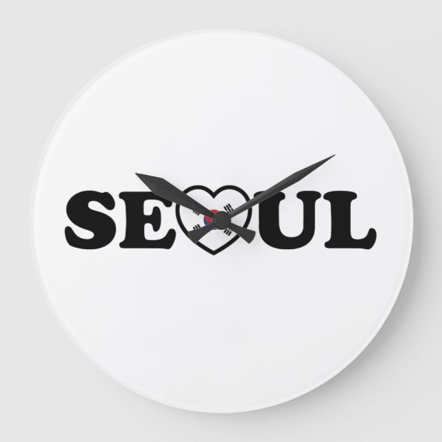 Seoul Liebe Herz Taegeukgi Flag Große Wanduhr (Vorderseite)