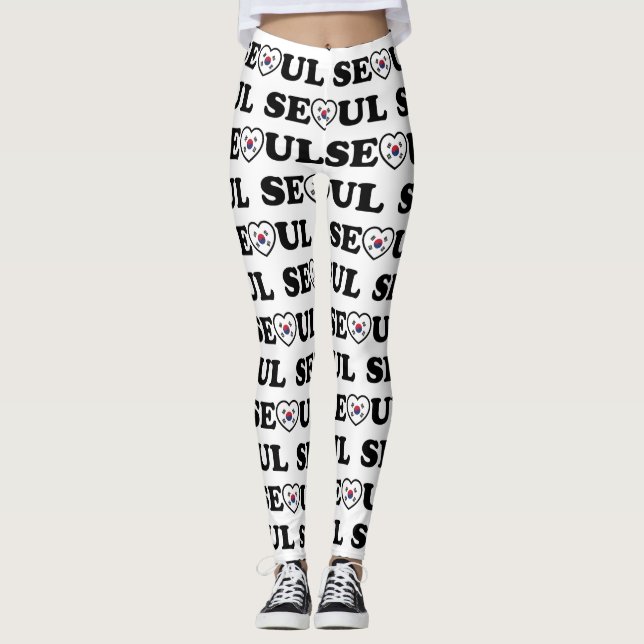 Seoul Liebe Herz Taegeukgi Flag Leggings (Vorderseite)