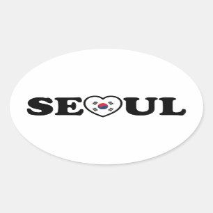 Seoul Liebe Herz Taegeukgi Flag Ovaler Aufkleber