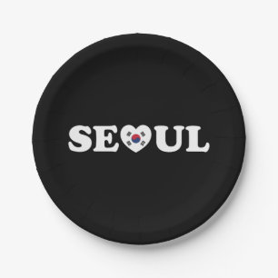 Seoul Liebe Herz Taegeukgi Flag Pappteller