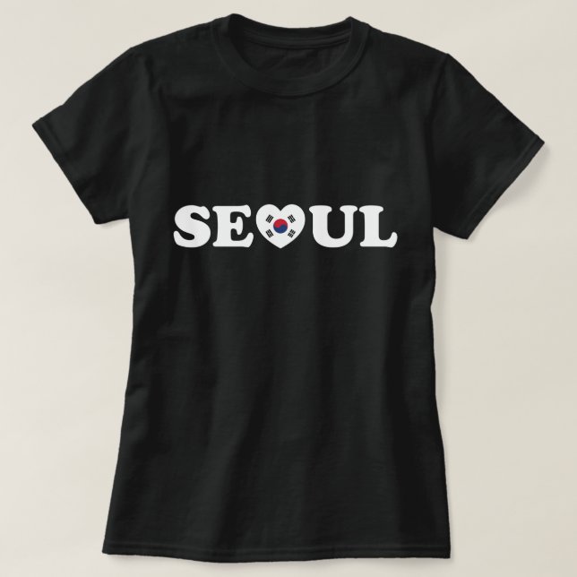 Seoul Liebe Herz Taegeukgi Flag T-Shirt (Design vorne)