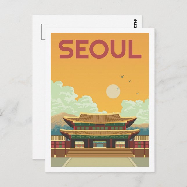 Seoul North Korea Famous Travel Place Illustration Postkarte (Vorne/Hinten)