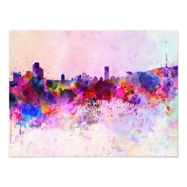 Seoul skyline im Watercolor background Fotodruck (Vorne)