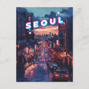 Seoul Sonnenuntergang: Eine lebendige Stadtansicht Postkarte