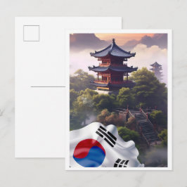 Seoul South Korea Art Vintage Travel Illustration Postkarte