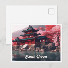 Seoul South Korea Art Vintage Travel Illustration Postkarte