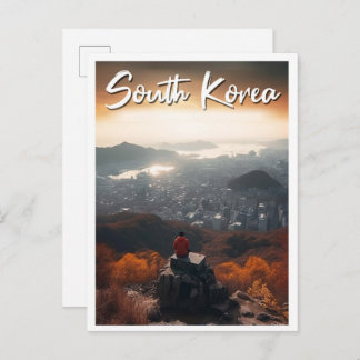 Seoul South Korea Art Vintage Travel Illustration Postkarte