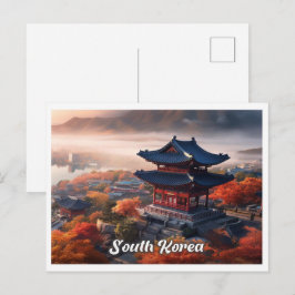 Seoul South Korea Art Vintage Travel Illustration Postkarte