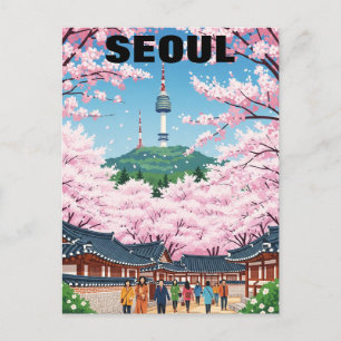Seoul South Korea Cherry Blüten Postkarte