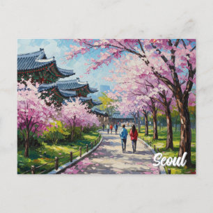 Seoul South Korea Cherry Blüten Postkarte