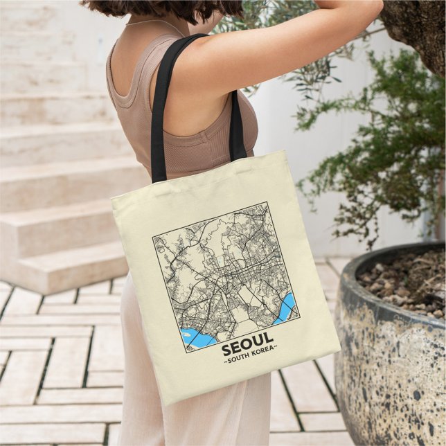 Seoul, South Korea City Map Tote Bag Tragetasche (Von Creator hochgeladen)
