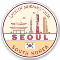 Seoul South Korea City Skyline Emblem