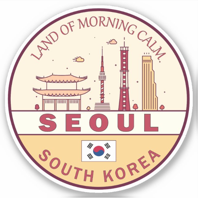 Seoul South Korea City Skyline Emblem Aufkleber (Vorderseite)