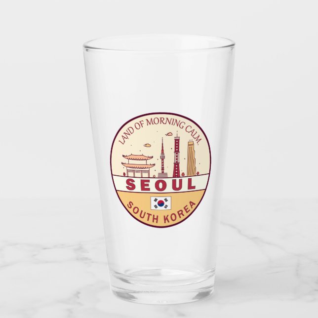 Seoul South Korea City Skyline Emblem Glas (Vorderseite)