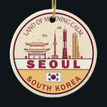 Seoul South Korea City Skyline Emblem Keramik Ornament<br><div class="desc">Seoul minimalistisches,  farbenfrohes Kunstdesign mit Sehenswürdigkeiten und Sehenswürdigkeiten der Stadt in Südkorea.</div>