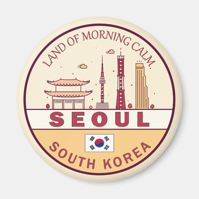Seoul South Korea City Skyline Emblem Magnet (Vorne)