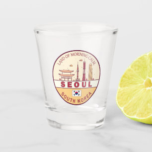 Seoul South Korea City Skyline Emblem Schnapsglas