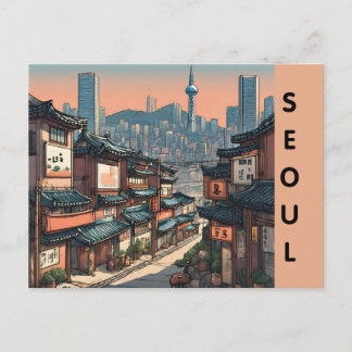 Seoul South korea City Vintage Reise Retro Straße Postkarte
