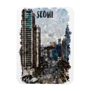 Seoul South Korea City Vintage Travel Magnet