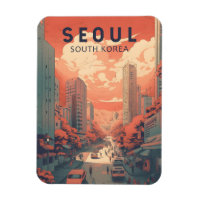 Seoul South Korea Illustration Art Vintag