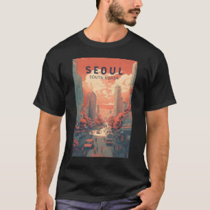 Seoul South Korea Illustration Art Vintag T-Shirt