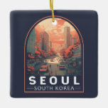 Seoul South Korea Illustration Art Vintages Abzeic Keramikornament<br><div class="desc">Seoul Illustration Design mit einem Manga Art Stil. Seoul,  die Hauptstadt Südkoreas,  ist eine riesige Metropole,  in der moderne Wolkenkratzer,  High-Tech-U-Bahnen und Pop-Kultur buddhistische Tempel,  Paläste und Straßenmärkte treffen.</div>