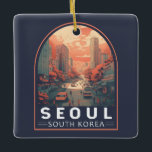 Seoul South Korea Illustration Art Vintages Abzeic Keramikornament<br><div class="desc">Seoul Illustration Design mit einem Manga Art Stil. Seoul,  die Hauptstadt Südkoreas,  ist eine riesige Metropole,  in der moderne Wolkenkratzer,  High-Tech-U-Bahnen und Pop-Kultur buddhistische Tempel,  Paläste und Straßenmärkte treffen.</div>