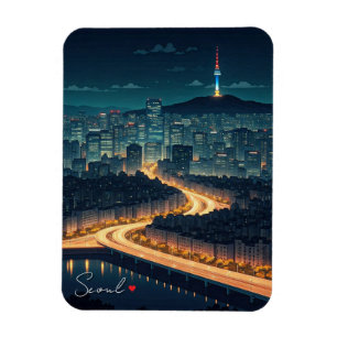 Seoul South Korea Night View Magnet