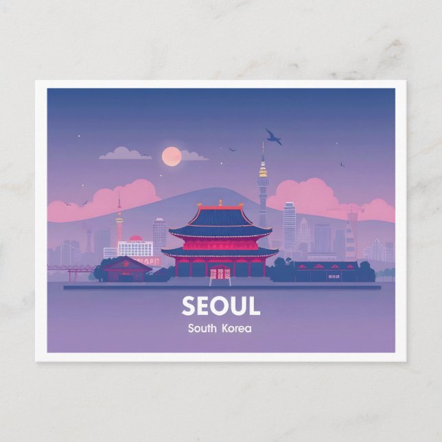 Seoul South Korea Pastel Travel Design Postkarte (Vorderseite)